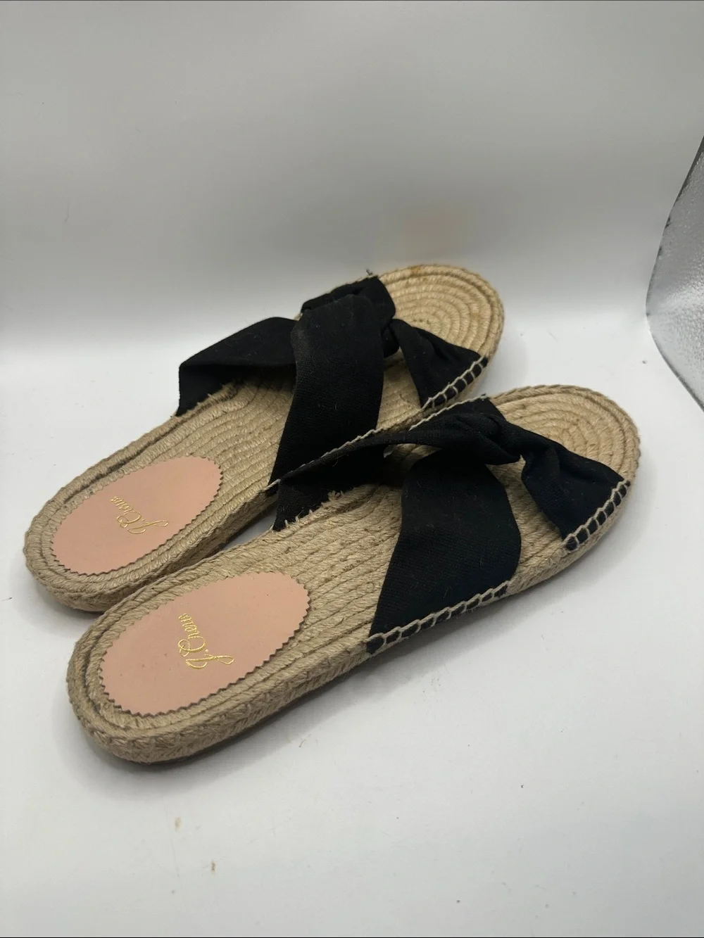 J. Crew Black Knotted Espadrille Slides with Rope Sole. Size 10